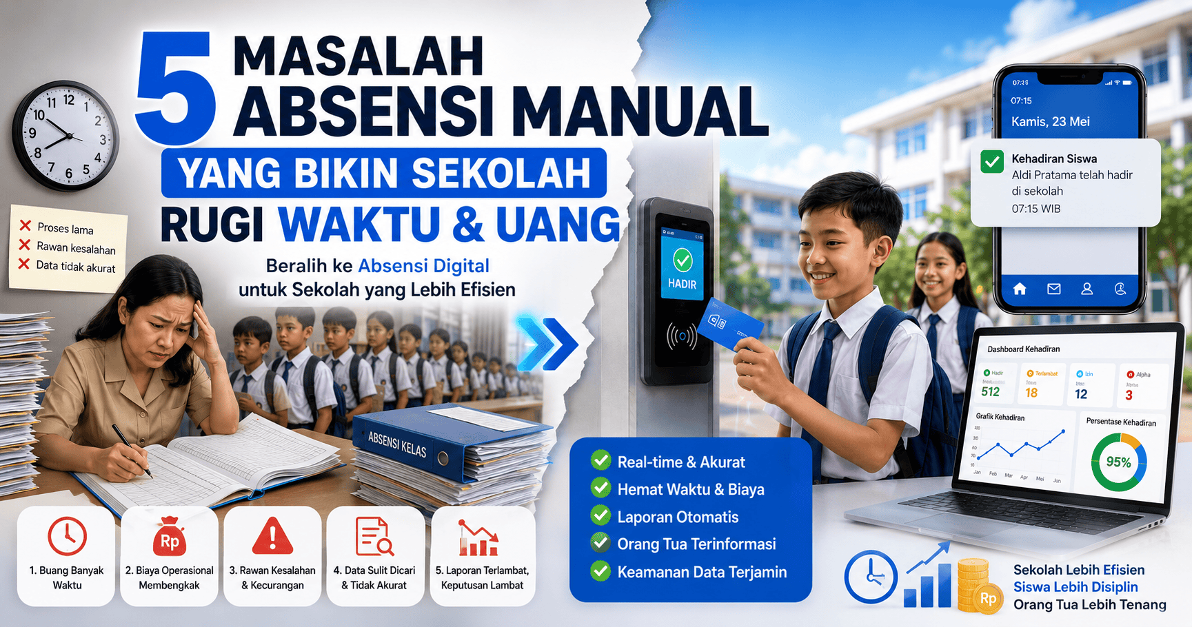 5 Masalah Absensi Manual yang Bikin Sekolah Rugi Waktu & Uang